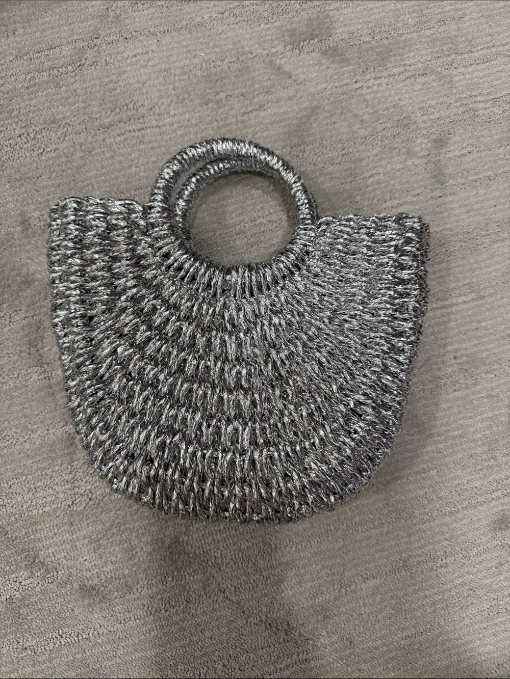 Forever 21 Silver Woven Mini Handbag